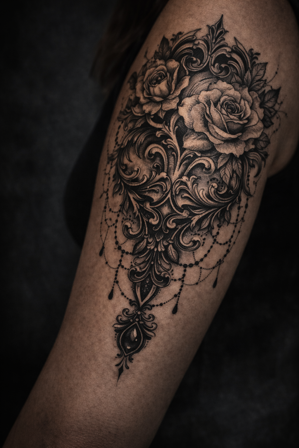 Tatuagem floral blackwork